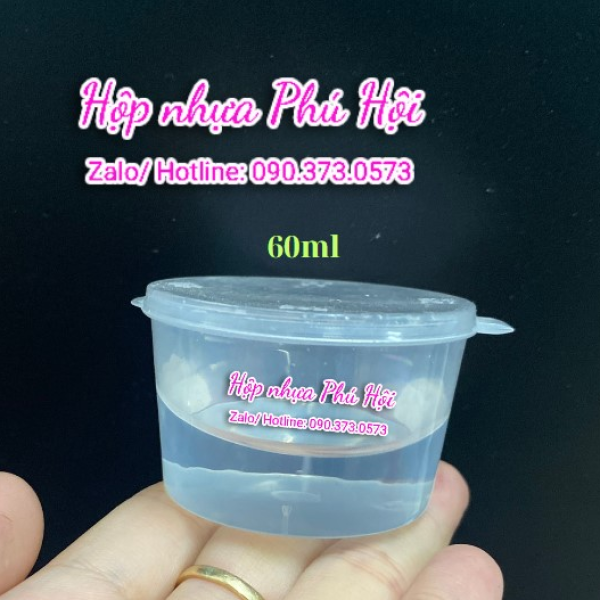 Hộp nhựa đựng nước chấm nắp liền 60ml 2oz